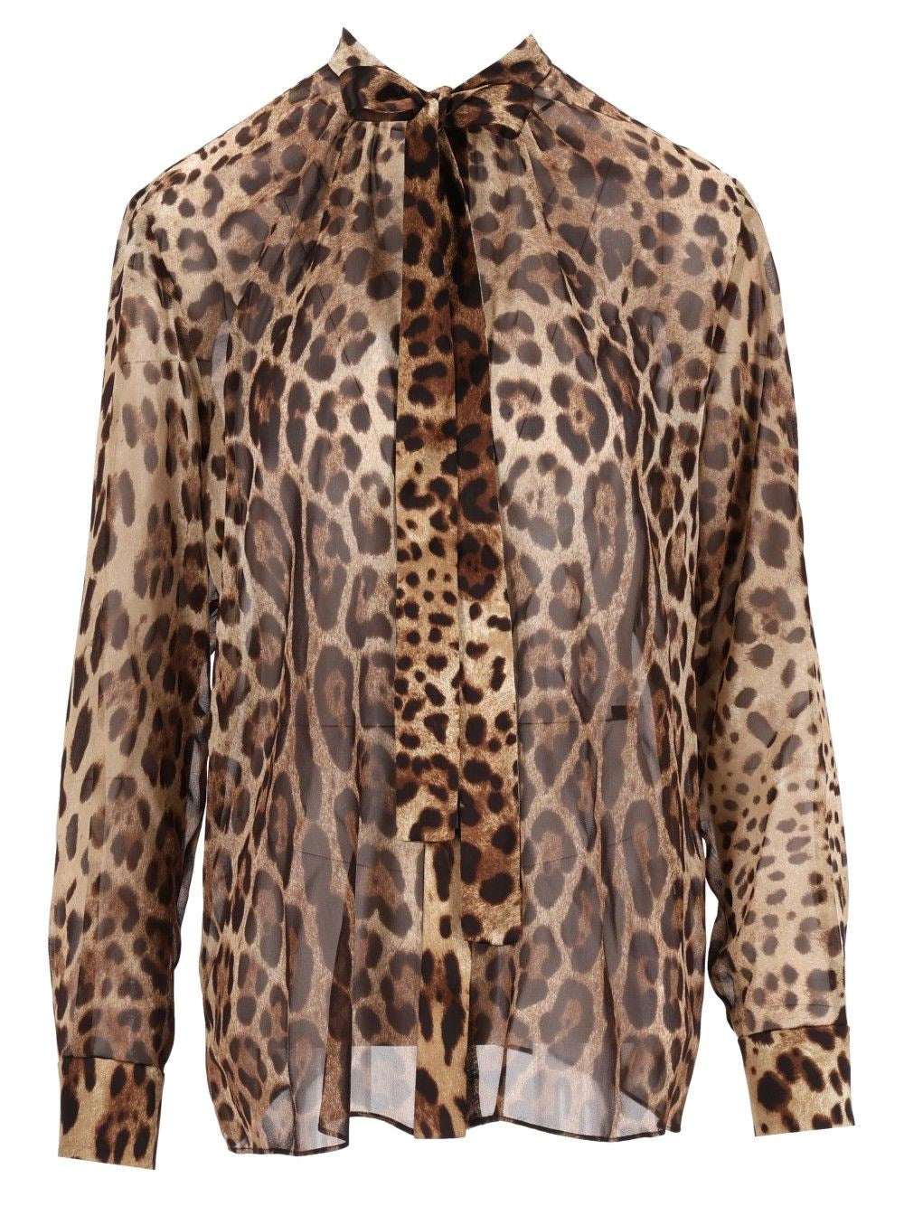 Dolce & Gabbana Women Leopard Print Chiffon Shirt