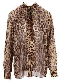 Dolce & Gabbana Women Leopard Print Chiffon Shirt