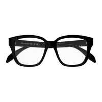 Alexander McQueen Eyeglasses Square Full Rim, Black Frame and Clear Demo Lens Lens AM0333O002