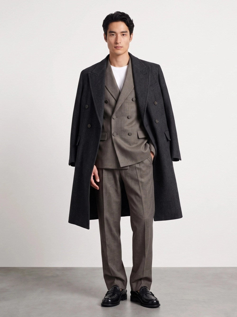 Valentino Garavani Valentino Garavani Men Double-Breasted Wool And Linen Blazer