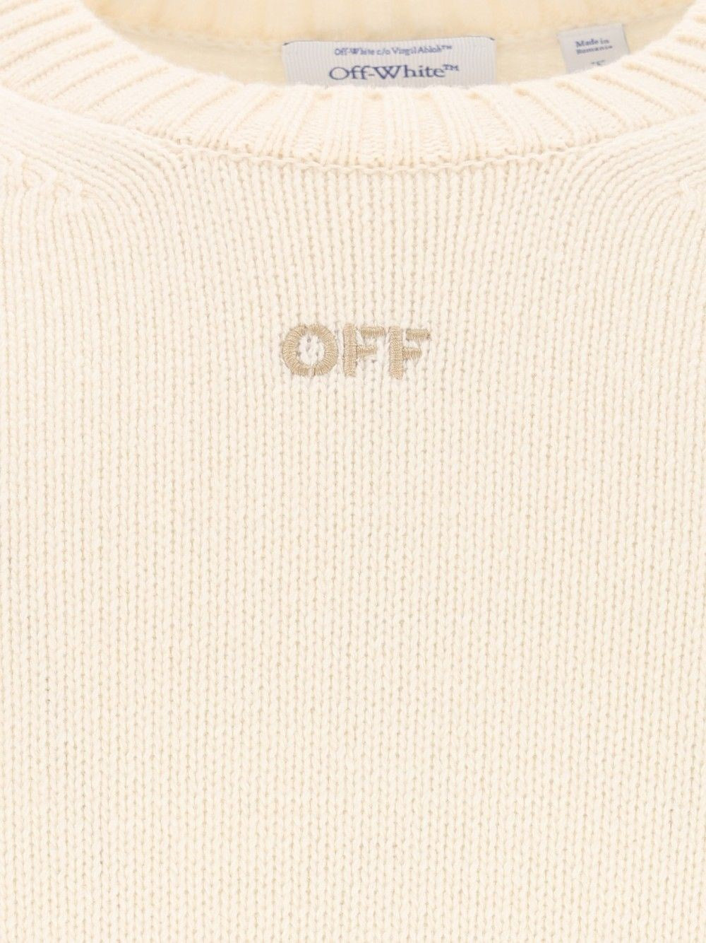 Off-White Men Diagonals Fuzzy Knit Crewneck
