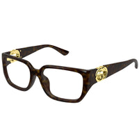 Gucci Eyeglasses Square Full Rim, Dark Havana Frame and Clear Demo Lenses Lens GG1694OA002