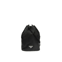 Prada Nylon And Leather Drawstring Pouch Women