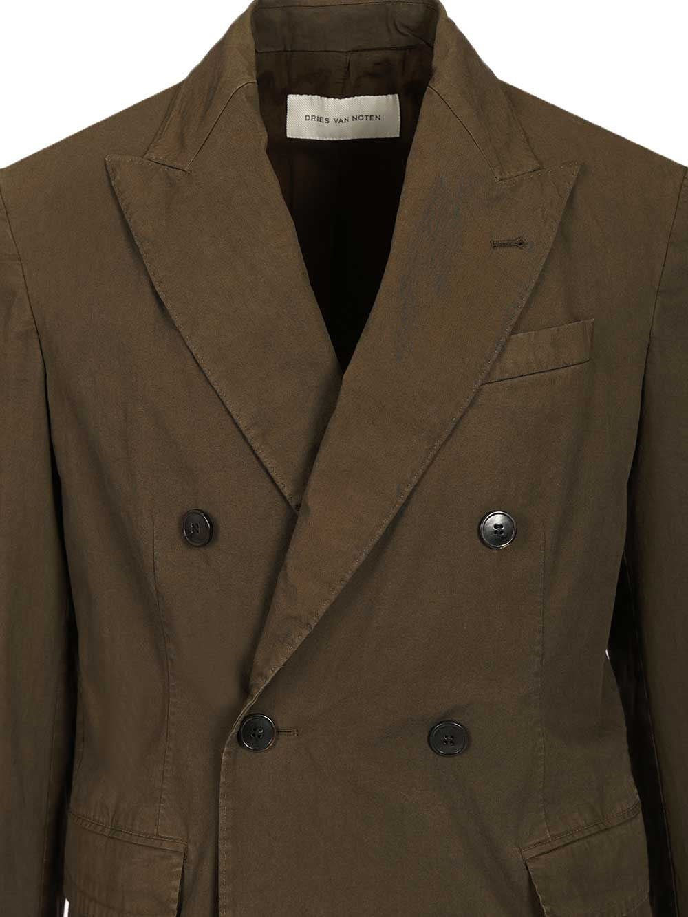 Dries Van Noten Men Double-Breasted Cotton Blazer
