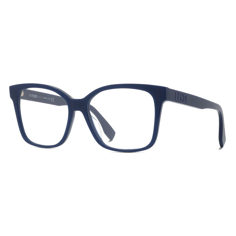 Fendi Eyeglasses Square Full Rim, Midnight Blue Frame and Clear Demo Lenses Lens FE50016I090