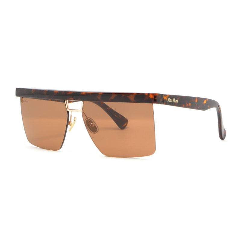 Max Mara Max Mara Sunglasses Rectangle Semi Rim, Shiny Black Frame and Smoke Lens MM007201A