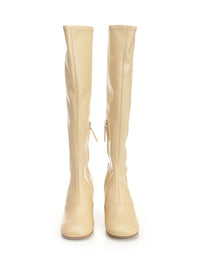CHLOE Chloe Women Cream Synthetic Leather Janis Boots