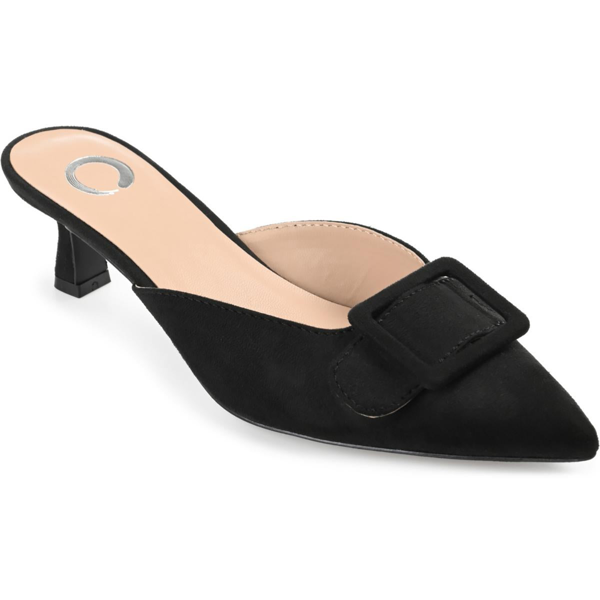 Vianna Womens Faux Suede Kitten Mules Black