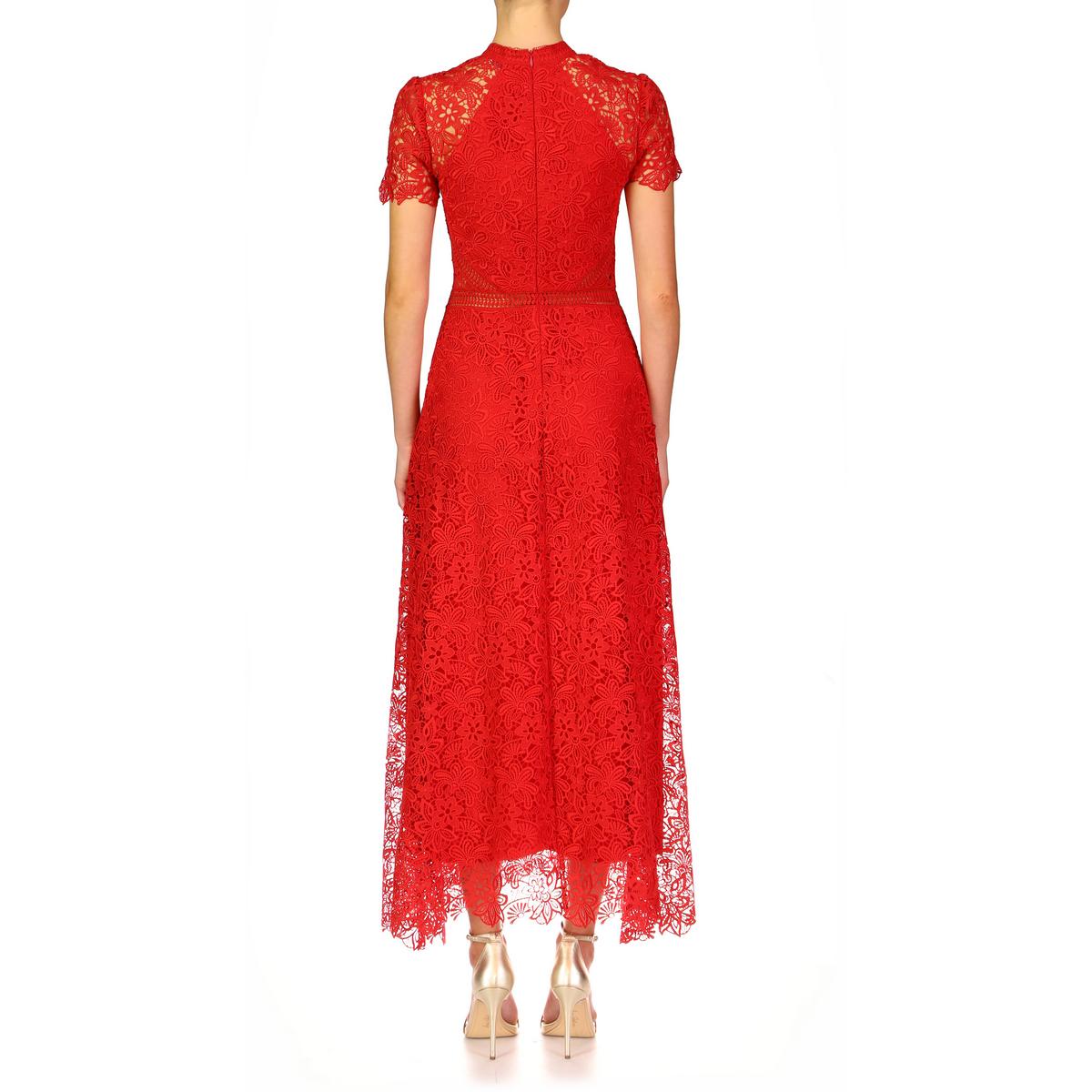 Womens Solid Lace Midi Dress