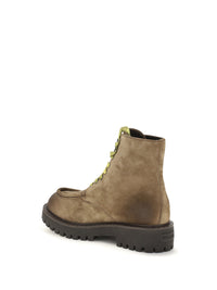 Prada Men Suede Lace-Up Ankle Boots