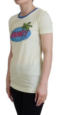 Dolce & Gabbana Yellow Havanity Round Neck Tee Cotton Women's T-shirt