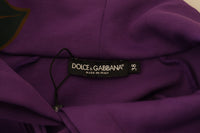 Dolce & Gabbana Purple Floral Print Pullover Cotton Women's Sweater