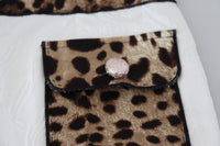 Dolce & Gabbana White Leopard Print High Waist Women's Pants