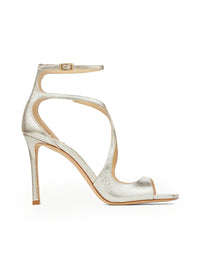 Jimmy Choo Jimmy Choo Women Azia 95 Champagne Leather Sandals With Glitter