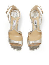 Jimmy Choo Jimmy Choo Women Azia 95 Champagne Leather Sandals With Glitter