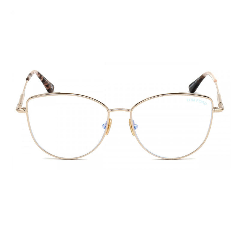 Tom Ford Eyeglasses Cat Eye Full Rim, Shiny Black Frame and Clear Blue Light Block Lens TF5667-B001