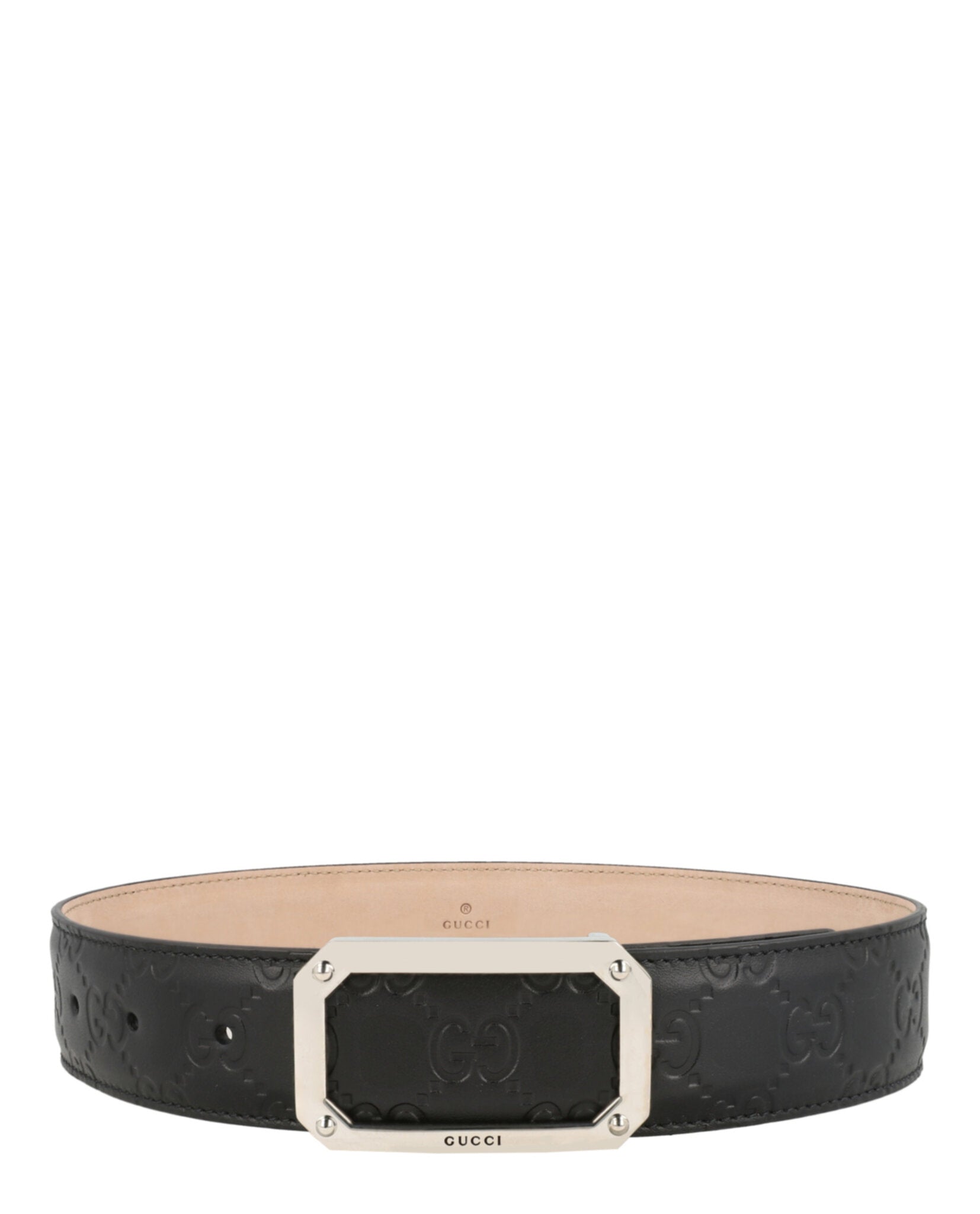 Gucci Gucci Mens GG Embossed Leather Belt