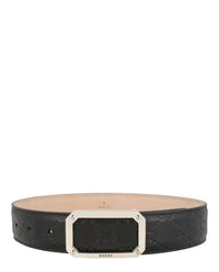 Gucci Gucci Mens GG Embossed Leather Belt