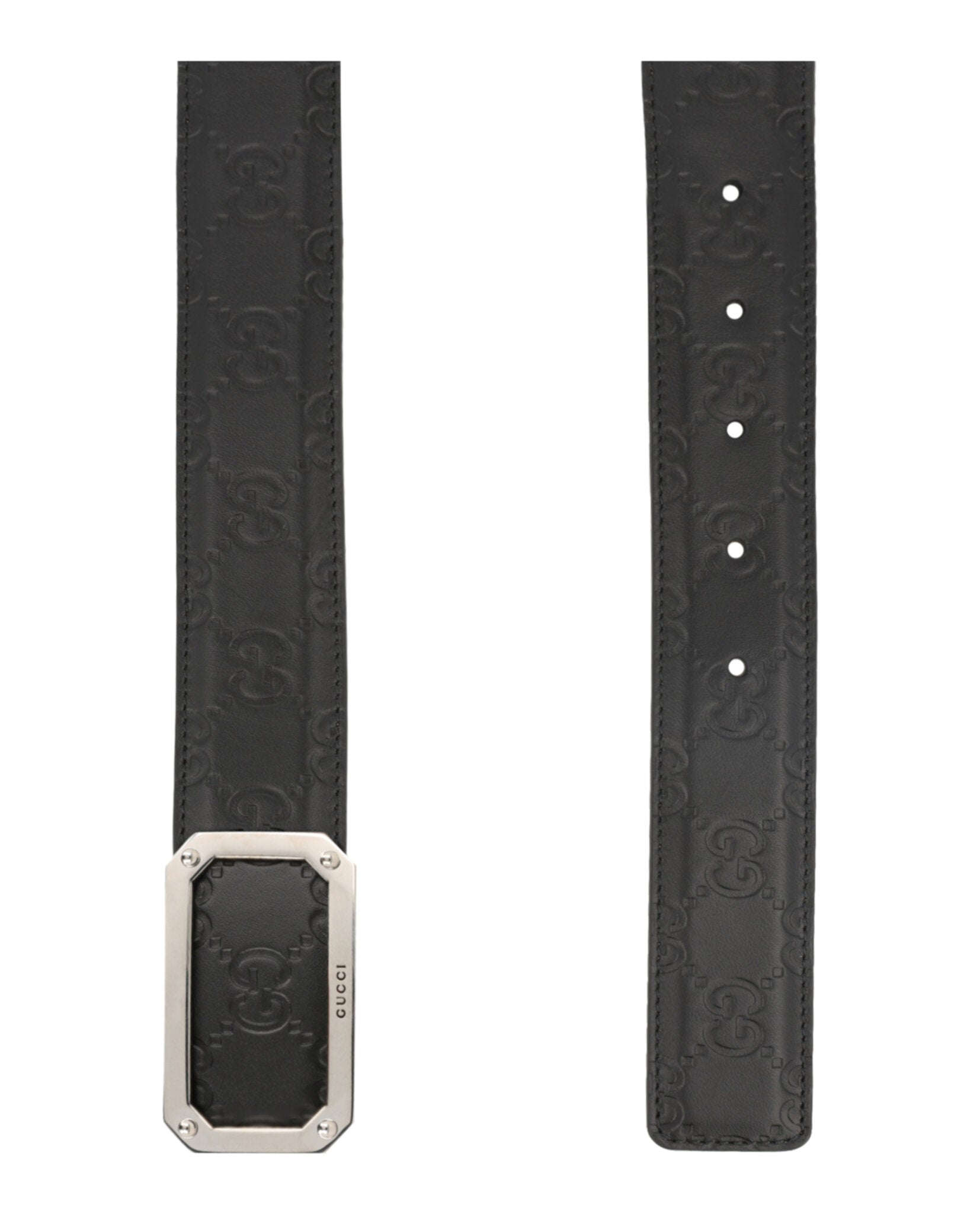 Gucci Gucci Mens GG Embossed Leather Belt