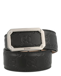 Gucci Gucci Mens GG Embossed Leather Belt