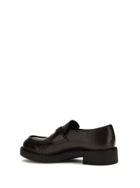 PRADA Prada Men Brushed Leather Loafers With Triangle Logo