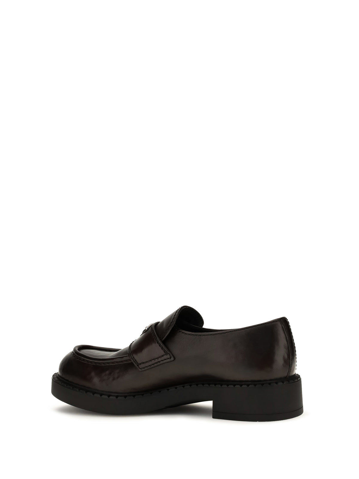 PRADA Prada Men Brushed Leather Loafers With Triangle Logo