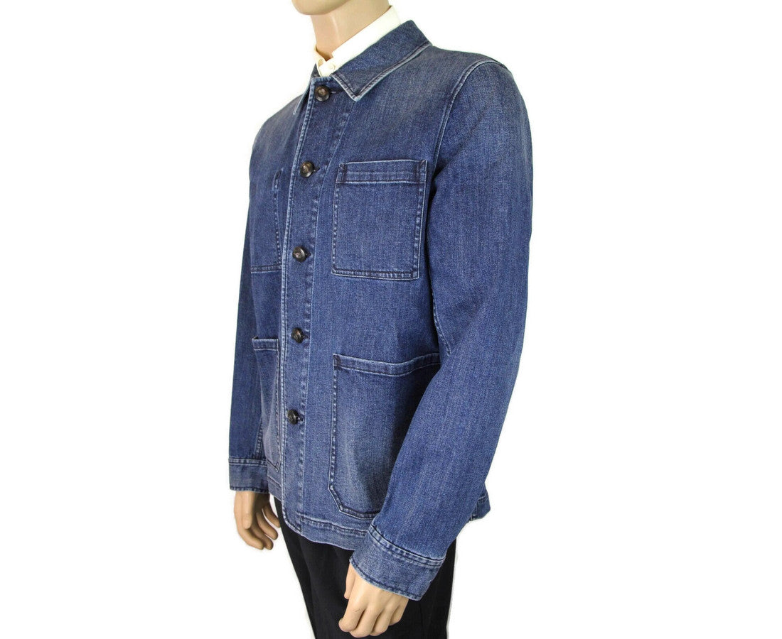 Burberry Men's Blue Denim Decorative Washed Trim Jacket (52 EU / 42 US)