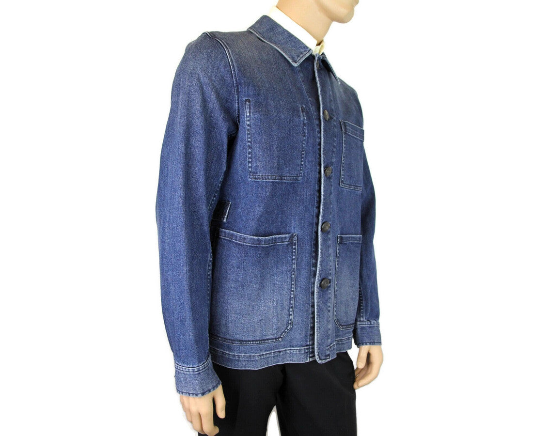 Burberry Men's Blue Denim Decorative Washed Trim Jacket (52 EU / 42 US)