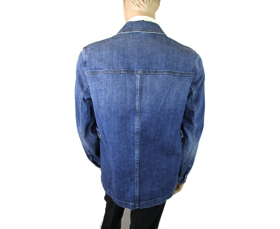 Burberry Men's Blue Denim Decorative Washed Trim Jacket (52 EU / 42 US)
