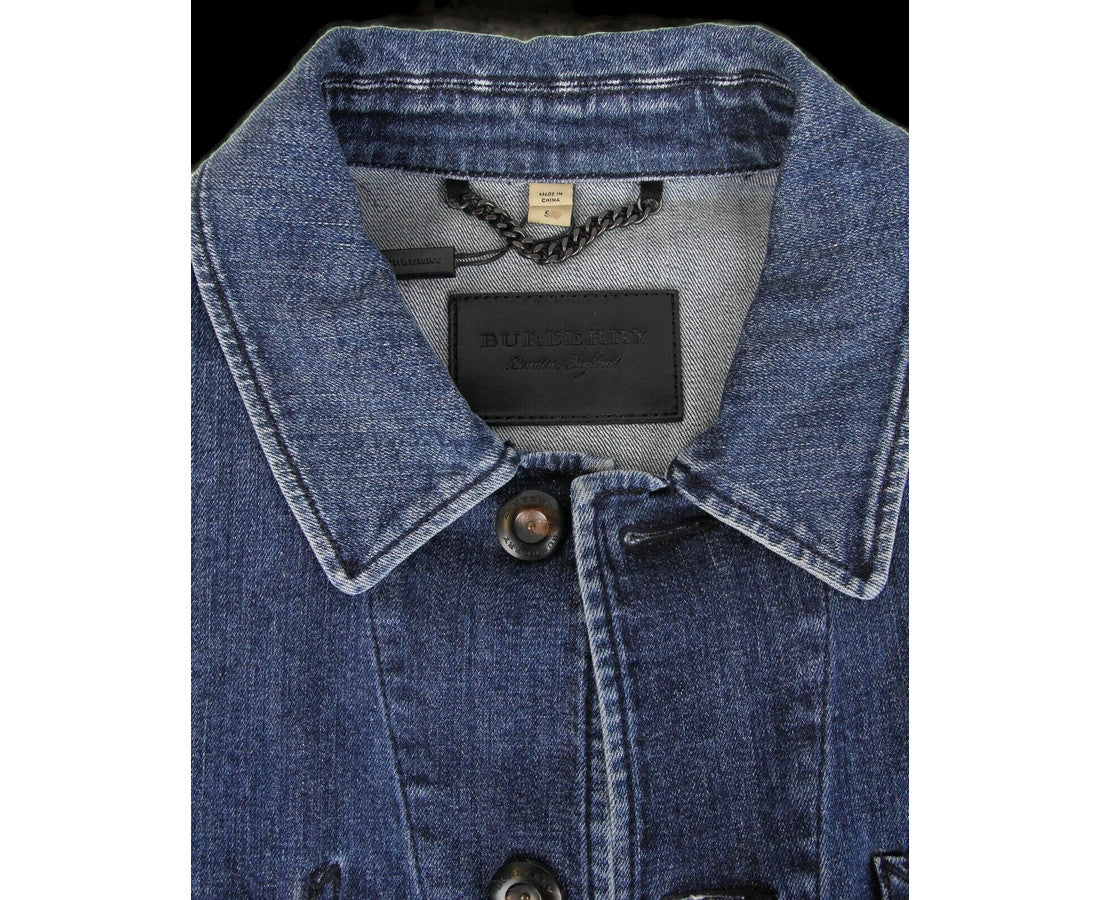 Burberry Men's Blue Denim Decorative Washed Trim Jacket (52 EU / 42 US)