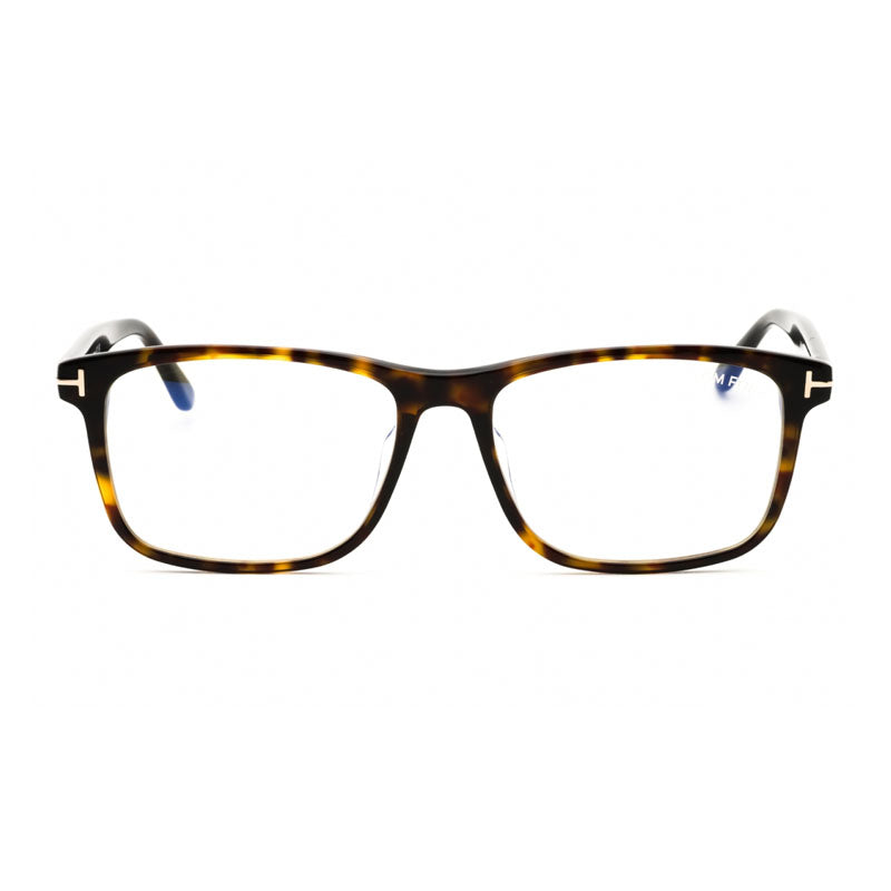 Tom Ford Eyeglasses Rectangle Full Rim, Dark Havana Frame and Clear/Blue-Light Block Lenses Lens FT5752-F-B052