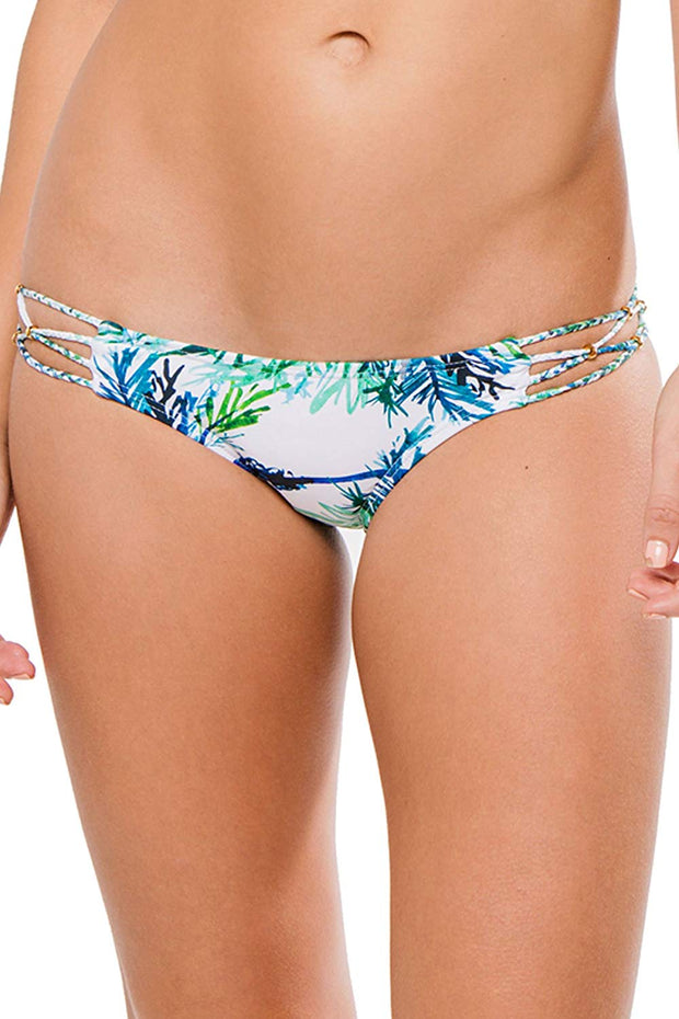 PilyQ Women's Palms Tab Side Brazilian Bikini Bottom Palm