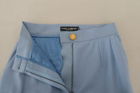 Dolce & Gabbana Light Blue Button Wide Leg Women's Pants