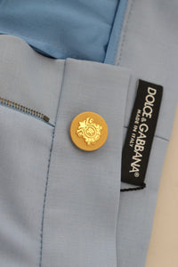 Dolce & Gabbana Light Blue Button Wide Leg Women's Pants