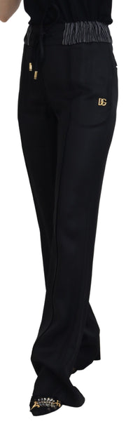 Dolce & Gabbana Black Straight Fit Cotton Women's Pants