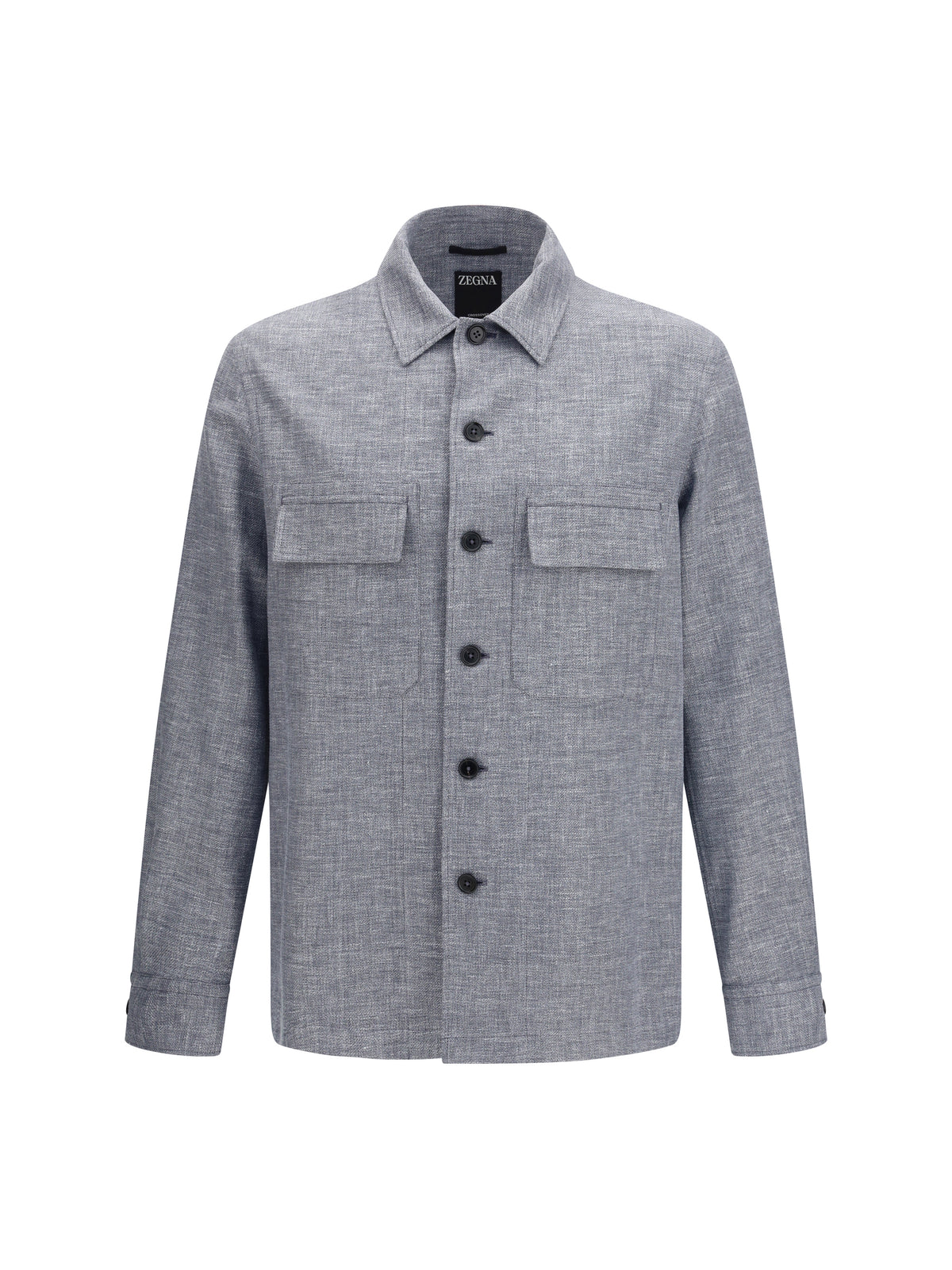 Zegna Men Crossover Shirt Jacket In Linen Wool And Silk