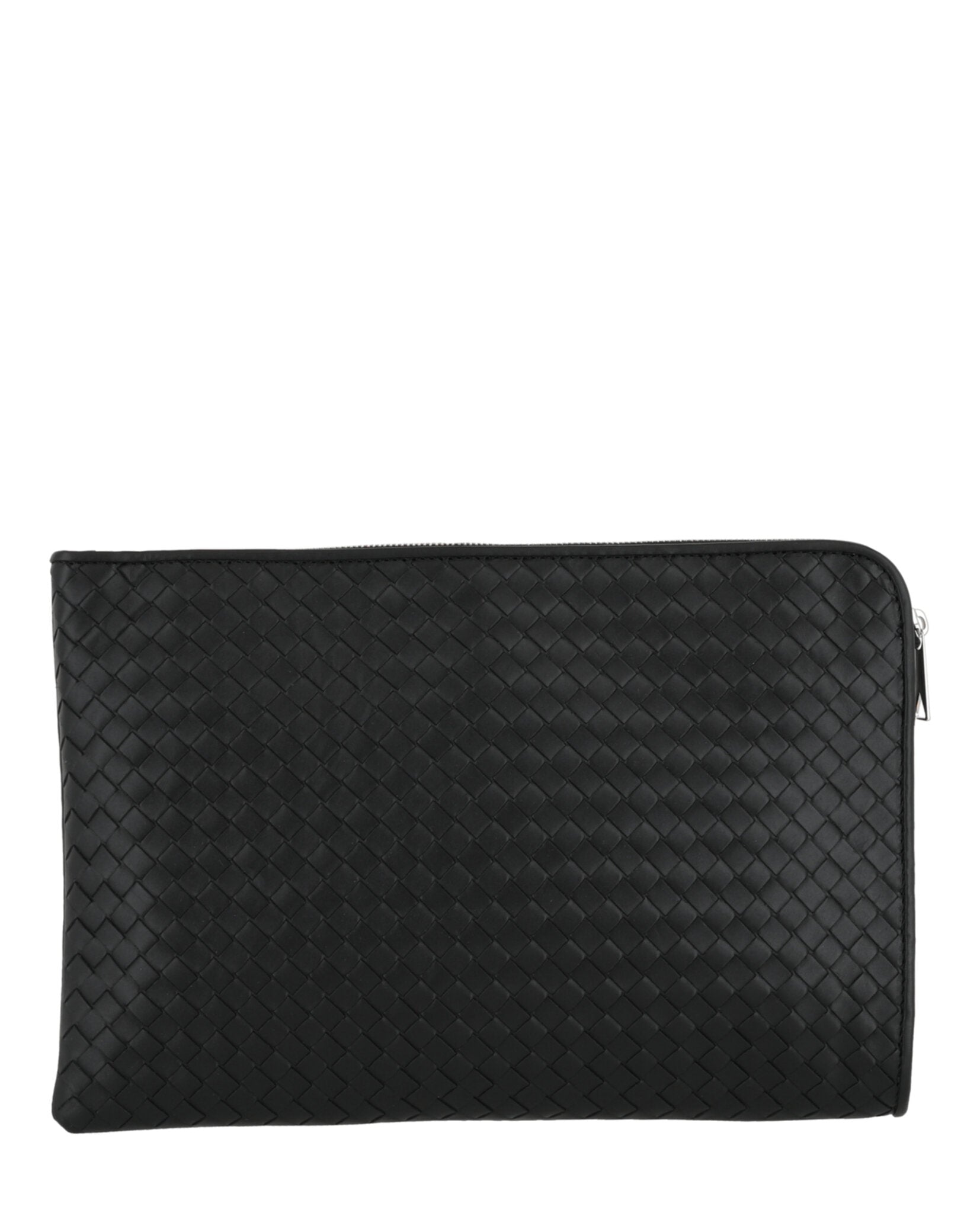 Bottega Veneta Mens Intrecciato Document Pouch Black Silver