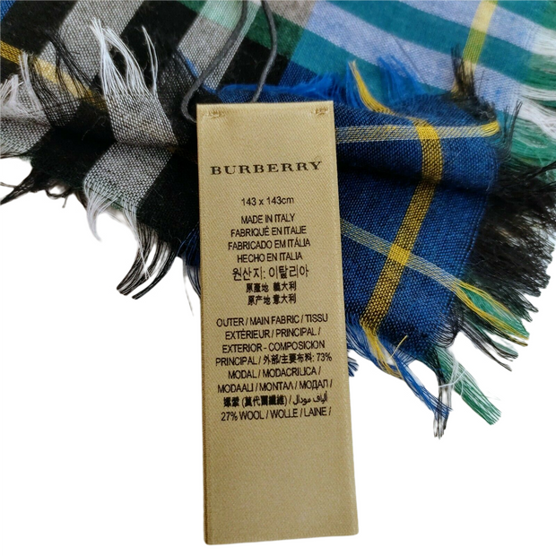 Burberry Canyan Blue Castleford Check Light Weight Large Scarf Shawl 40609911