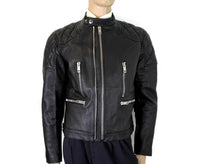 Burberry Men's Black Leather Diamond Quilted Biker Jacket (50 EU / 40 US) Regular L Black