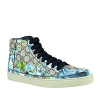 Gucci Men's Bloom Print Supreme GG Blue Canvas Hi Top Sneaker Shoes 7.5 Blue