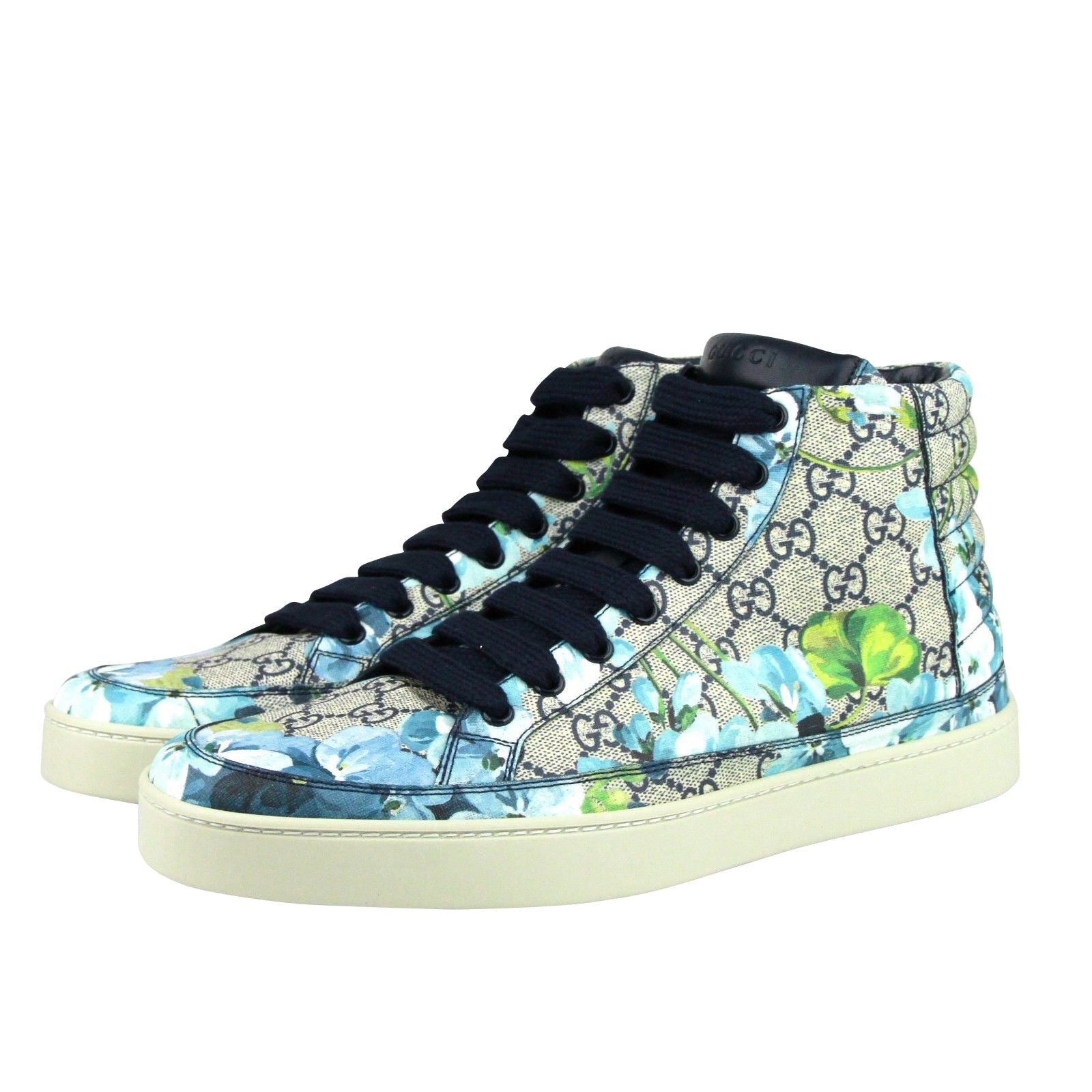 Gucci Gucci Men's Bloom Print Supreme GG Blue Canvas Hi Top Sneaker Shoes