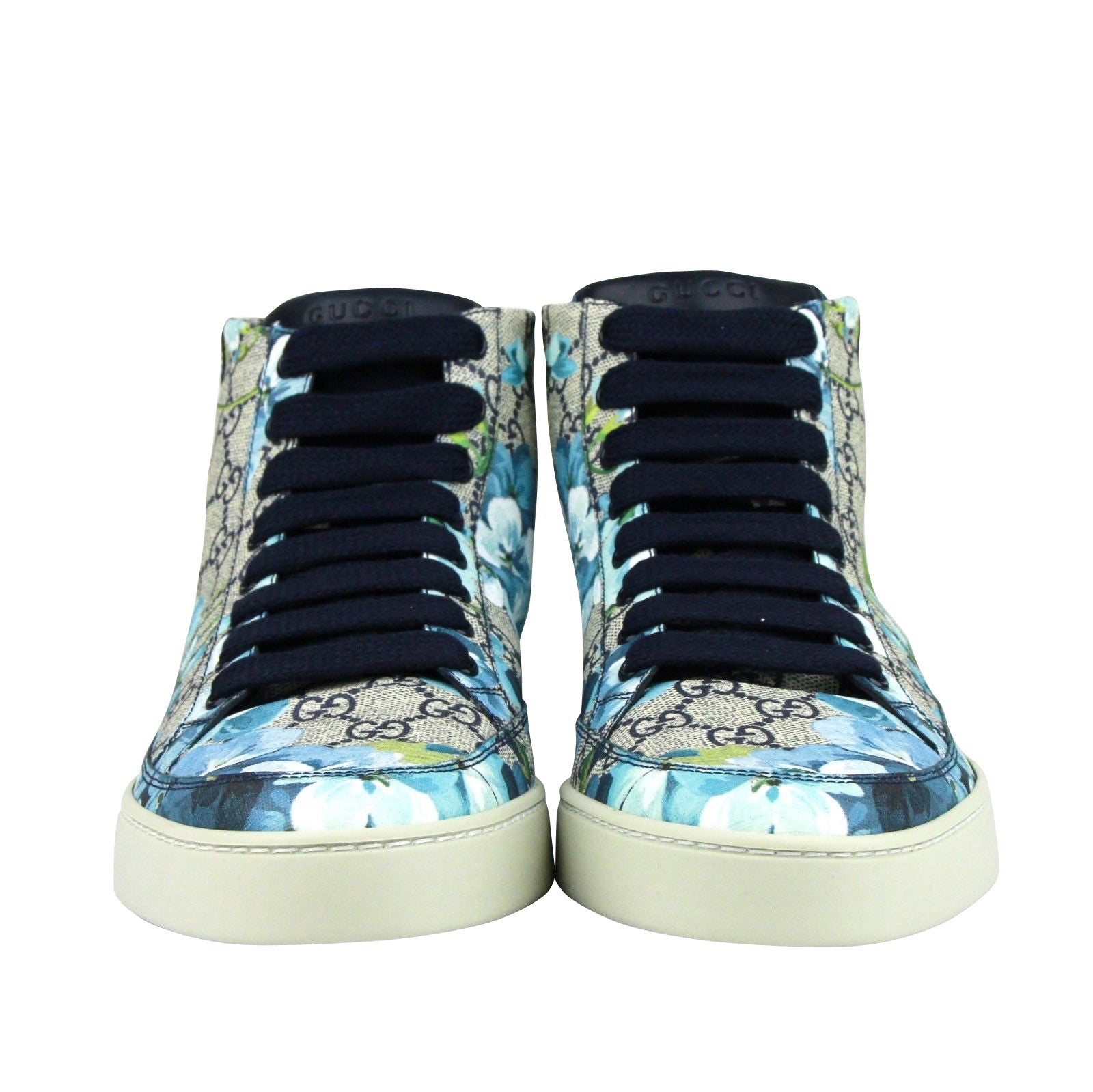 Gucci Gucci Men's Bloom Print Supreme GG Blue Canvas Hi Top Sneaker Shoes