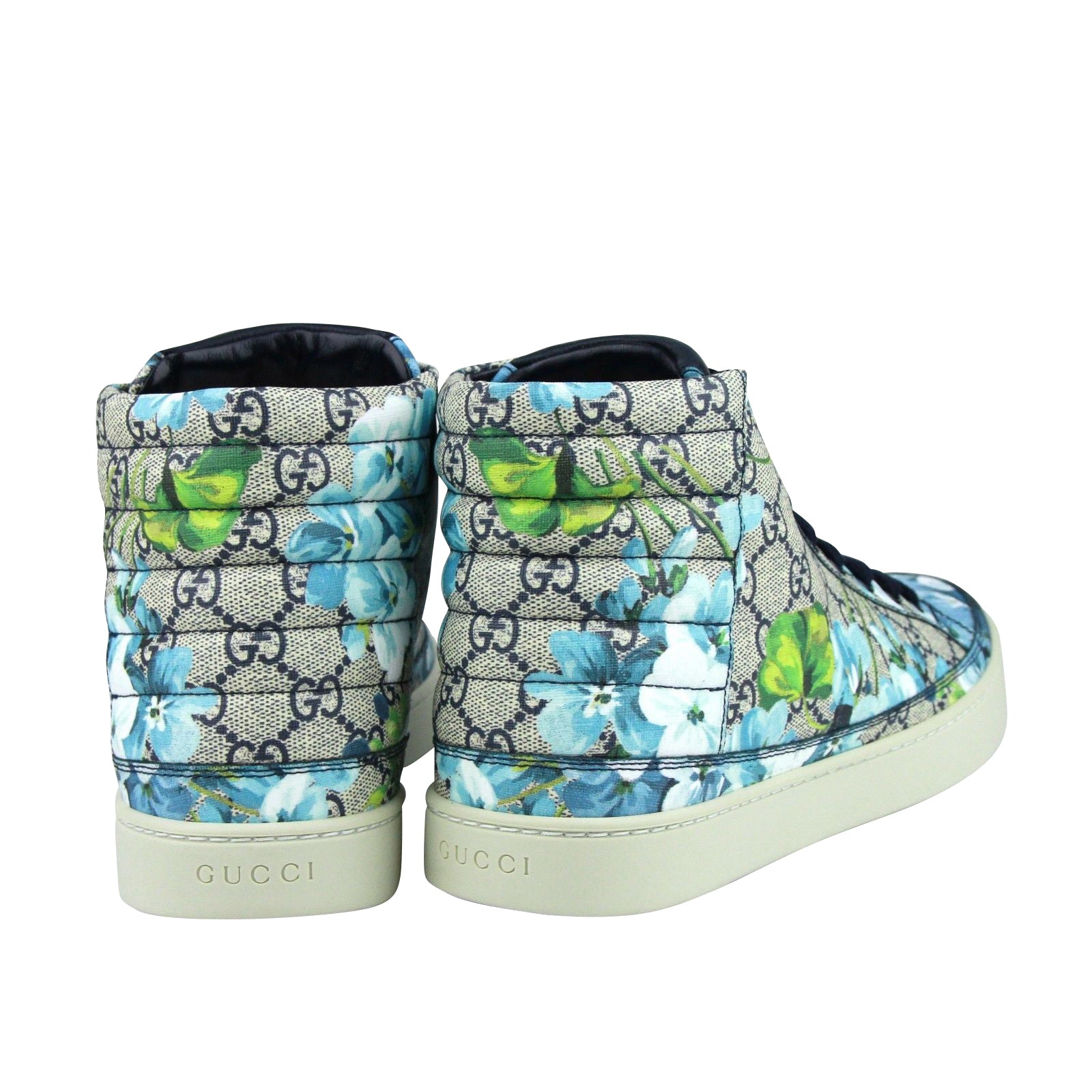 Gucci Gucci Men's Bloom Print Supreme GG Blue Canvas Hi Top Sneaker Shoes