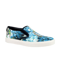 Gucci Gucci Men's Bloom Flower Print Blue GG Supreme Coated Canvas Slip Sneakers