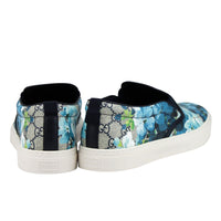Gucci Gucci Men's Bloom Flower Print Blue GG Supreme Coated Canvas Slip Sneakers