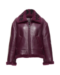 Balenciaga Shearling Trim Jacket Women Red | Burgundy Fur Coats