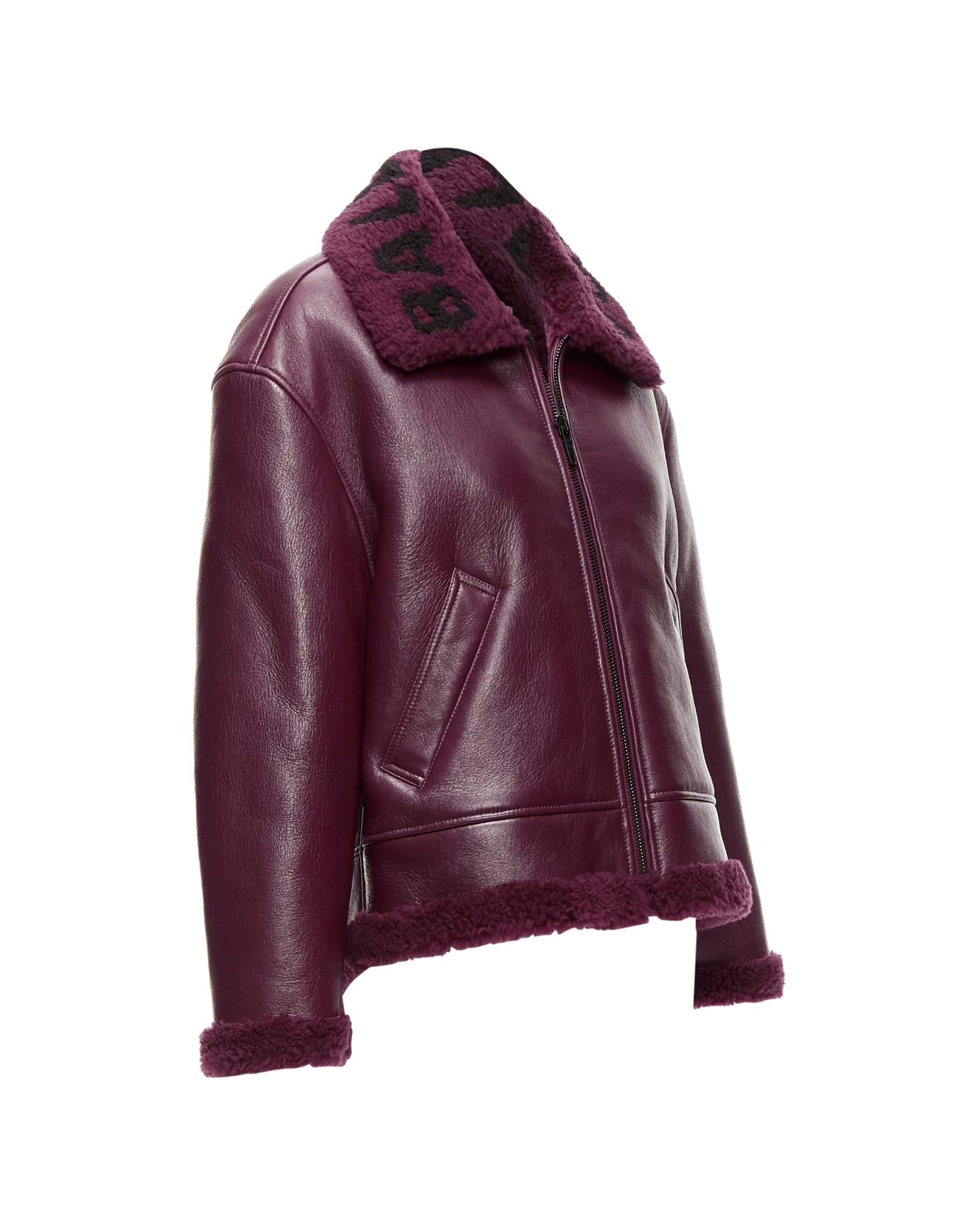 Balenciaga Shearling Trim Jacket Women Red | Burgundy Fur Coats