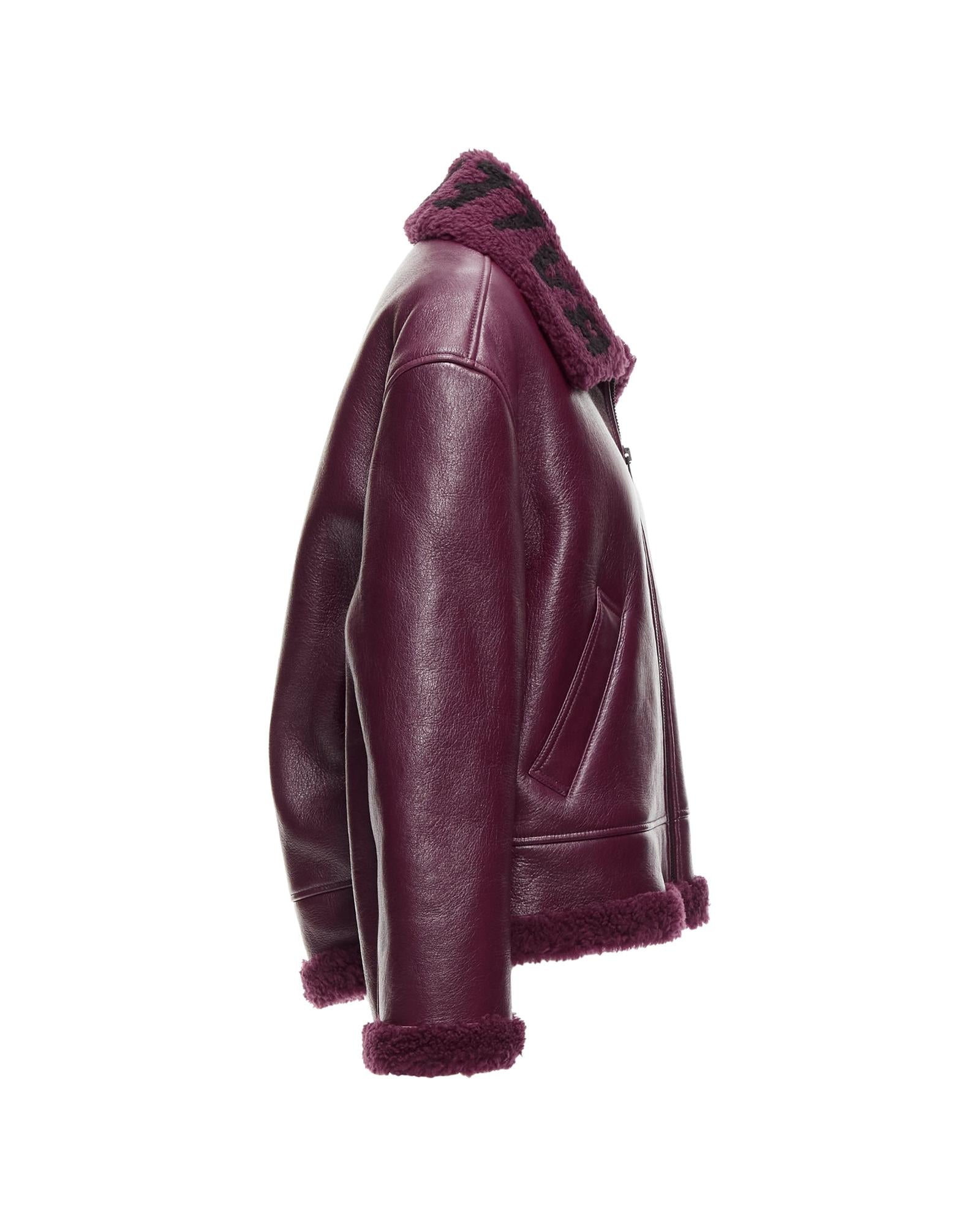 Balenciaga Shearling Trim Jacket Women Red | Burgundy Fur Coats