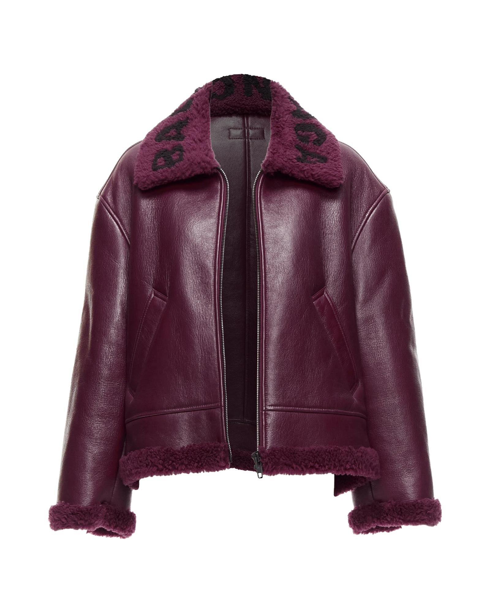 Balenciaga Shearling Lined Jacket Women Red | Burgundy Fur Coats