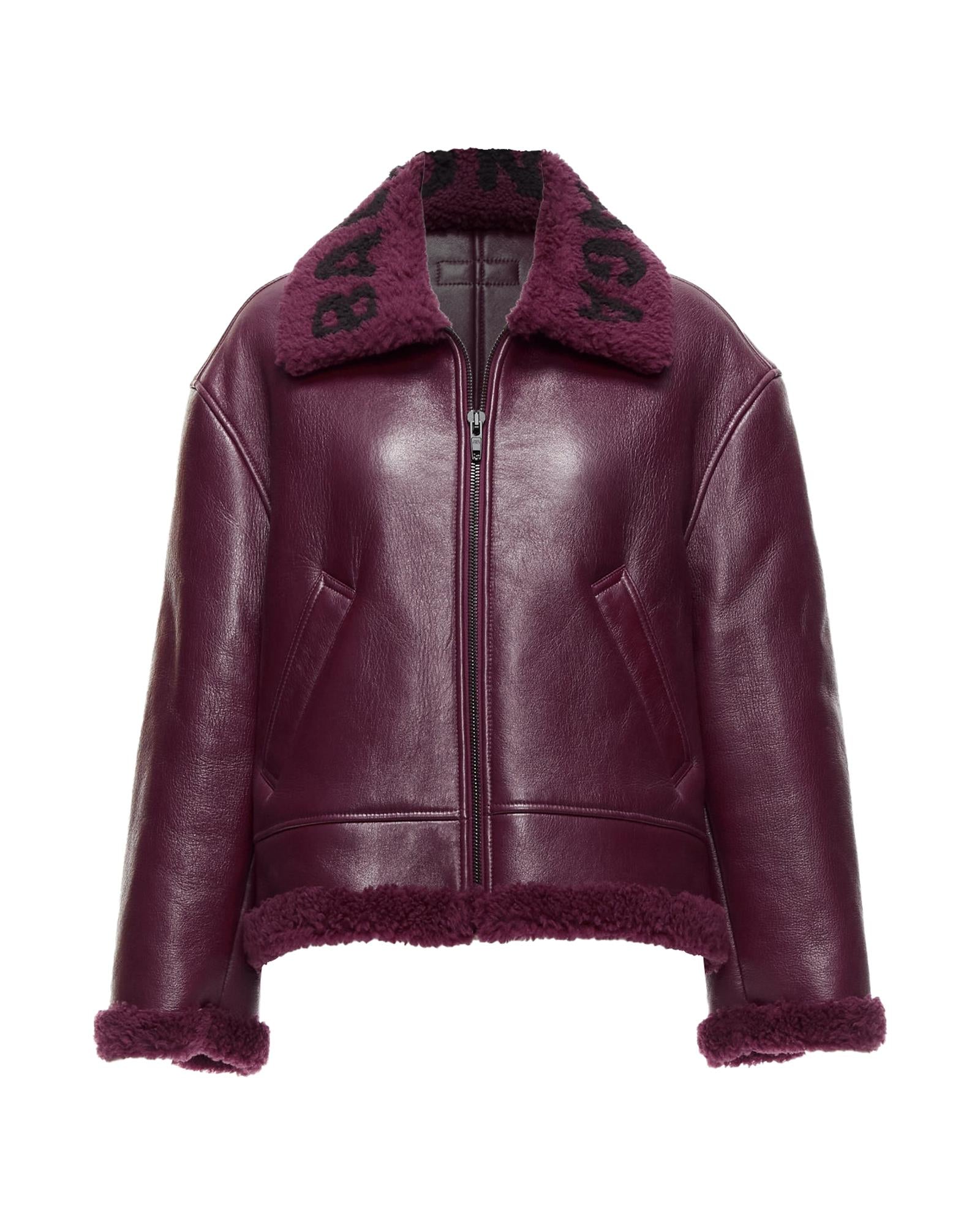 Balenciaga Shearling Lined Jacket Women Red | Burgundy Fur Coats